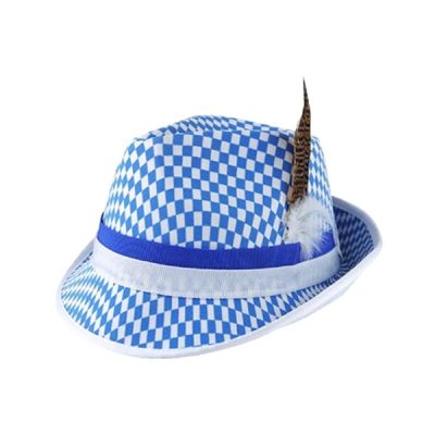 Octoberfest hat blue with feathers