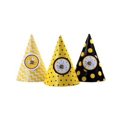 Party Hat in Yellow with Bee (x6)