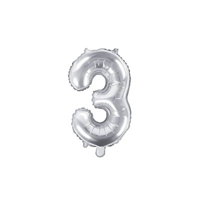 Silver Number Balloon 3 (35cm)