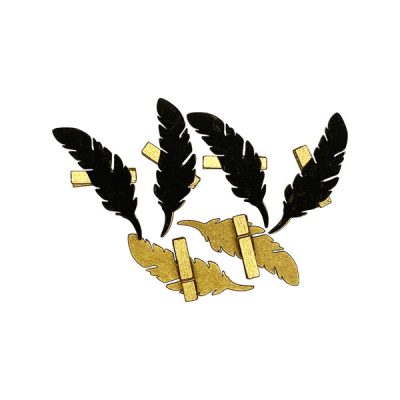 Black feathers on wooden clamps (6 pcs.)