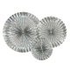 Rosettes in holographic silver, 23-32-40cm (3 pcs.)